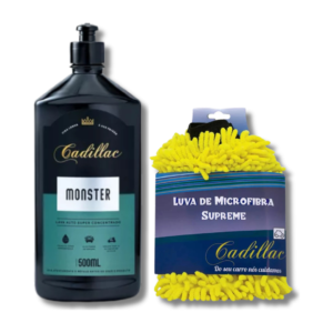 Kit Lavagem Automotiva Cadillac. Shampoo Monster + Luva de Microfibra